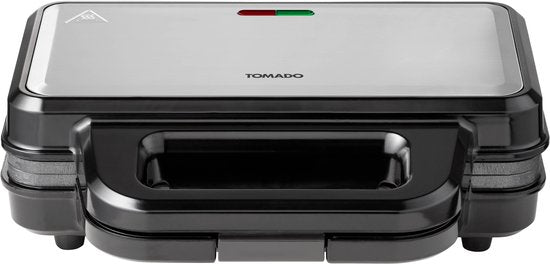 Appareil à croque-monsieur Tomado TGP2002S pour 2 croque-monsieur - Plaque de cuisson - Panini - Sans PFAS - 1 000 watts - Acier inoxydable