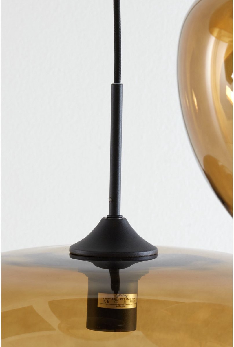 Light & Living Lampe pendante Mayson - Verre brun - Ø40cm - 3L - Moderne - Lampes pendantes Salle à manger, Chambre à coucher, Salon