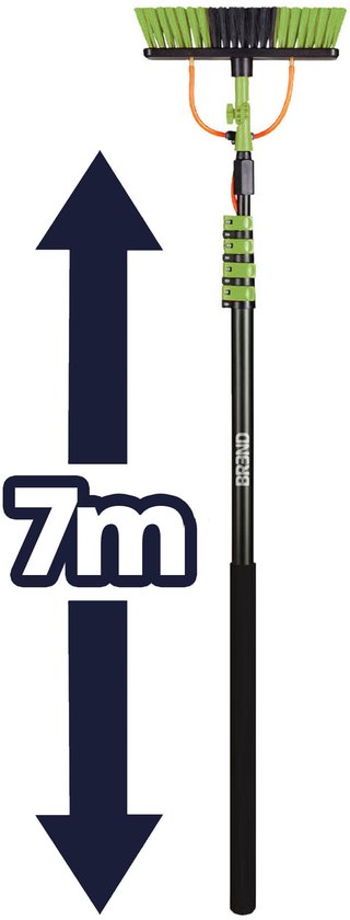 BREND BR-2237 Brosse à laver télescopique extensible jusqu'à 7 mètres - Brosse à eau 5 pièces avec distributeur de savon - Pour façades, tuiles et panneaux solaires