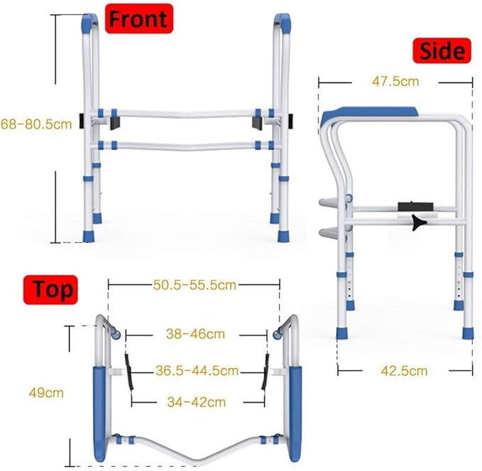 BODHIS Barre de WC - Réglable & Antidérapante - max 113 kg - 55.5 x 50.5 x 80.5 cm - Blanc