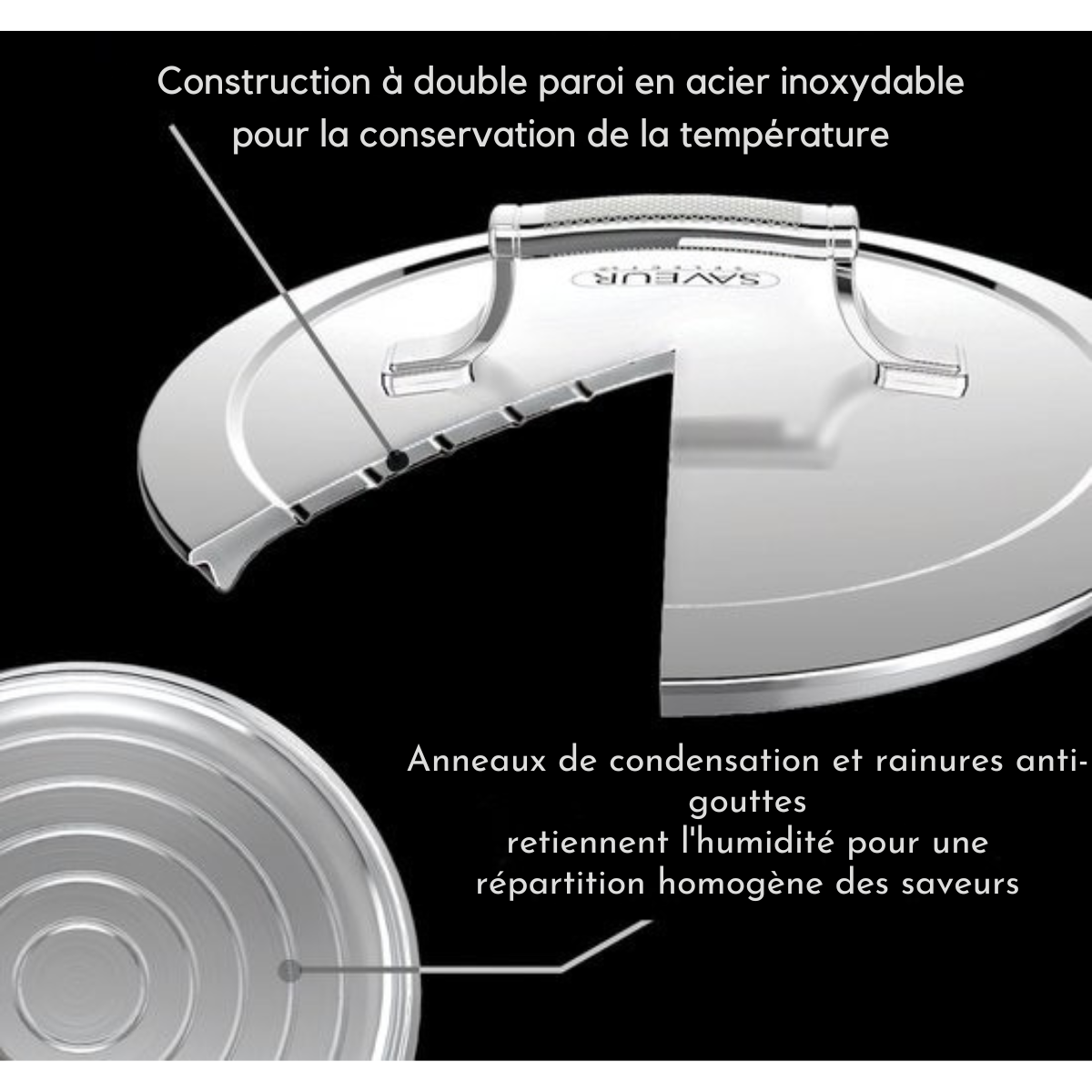Cocotte en fonte Saveur Selects - Ø25 cm - Compatible induction, gaz, électrique, céramique - Gris
