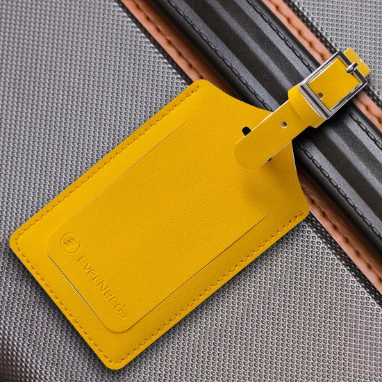 Etiquettes de bagage pour valises - EverNeeds - Cuir PU - 2 pièces - Jaune