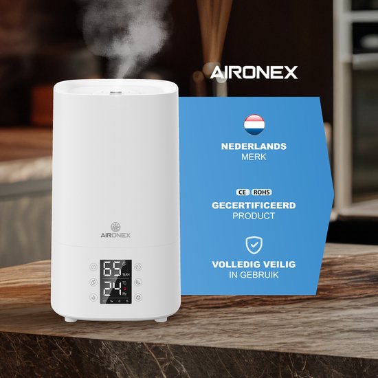 Aironex Humidificateur 3,8 litres - Topfill - Aroma - Humidificateurs - Humidificateur - Convient pour le salon, le bureau, la chambre de bébé, la chambre à coucher