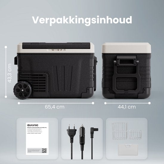 Auronic Electric Cool Box - Compresseur - 35L - 12V et 240 volts - Réfrigérateur de camping - Frigobox Car - Noir