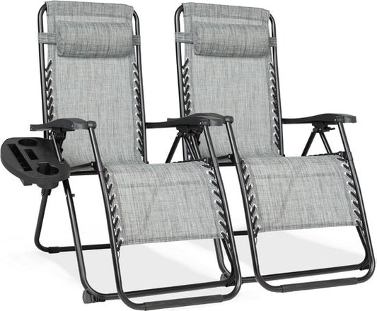 Vaive Luxury Garden Chairs Duoset - Chaise de jardin et chaise longue réglables - 30°-90° réglable - Jardin - Métal - Gris