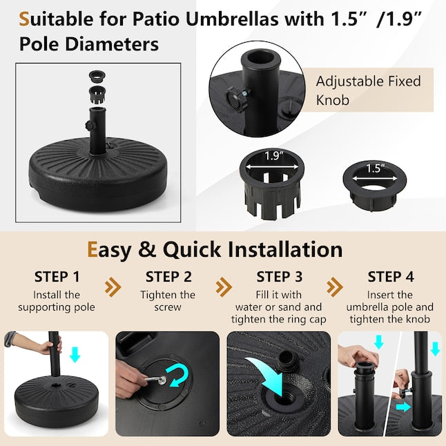 Base de parasol Coast - Remplissable - Ø51 cm - Max. 35 kg - Noir