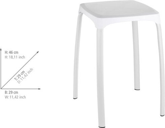 Tabouret de salle de bain WENKO Losani 29 x 47 cm blanc - Tabouret de douche - Siège de douche - Chaise de douche - Capacité de charge max. 120 kg