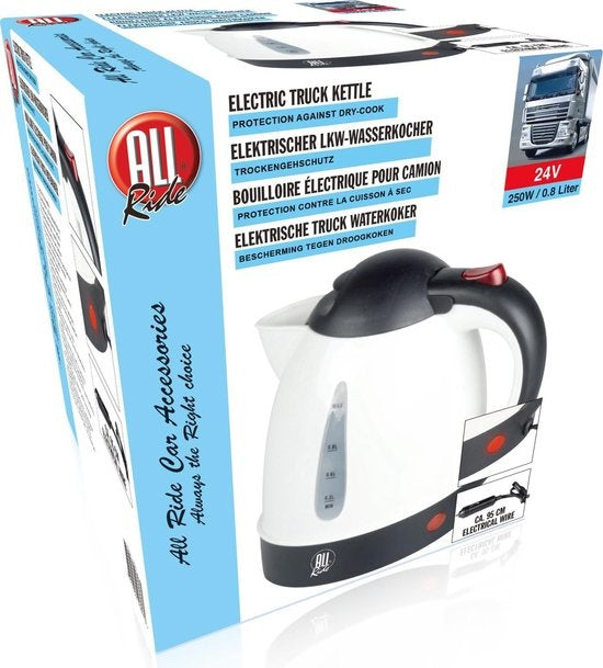 All Ride Travel Kettle 24 Volt - Bouilloire 0.8L - Prise allume-cigare - Blanc