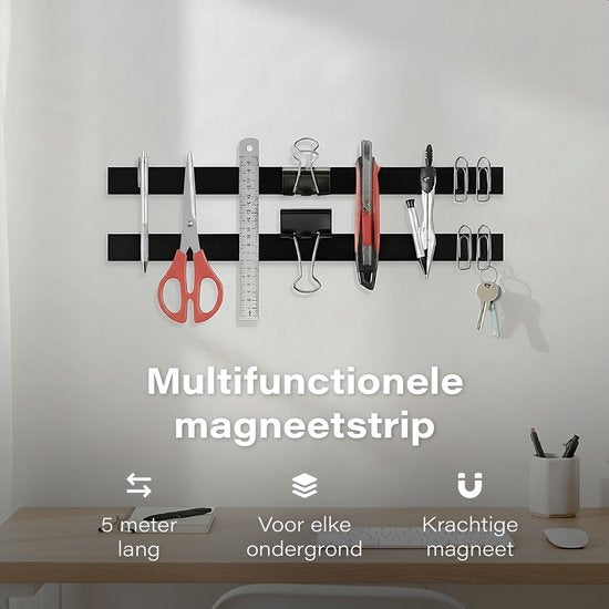 Adhésif magnétique - rouleau de 5 mètres - largeur 2cm - épaisseur 2mm - EXTRA fort - Outils - Couteaux - Aimants - Bande magnétique - Magnétique - Tableau blanc - Bande noire - 3m - Bandes adhésives - Bande magnétique