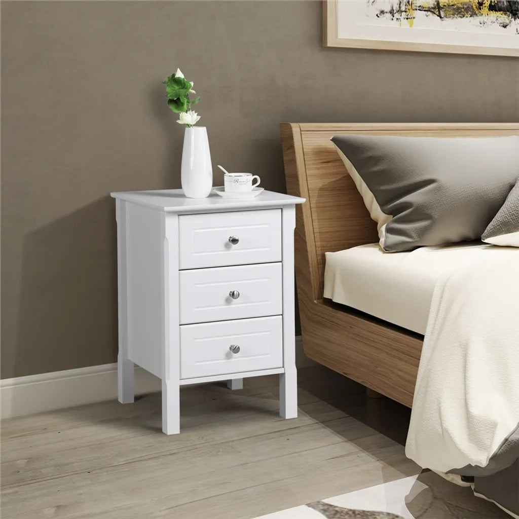 Yaheetech Tables de nuit - Lot de 2 - Avec 3 tiroirs - Table de lit - Blanc - Multifonctionnel