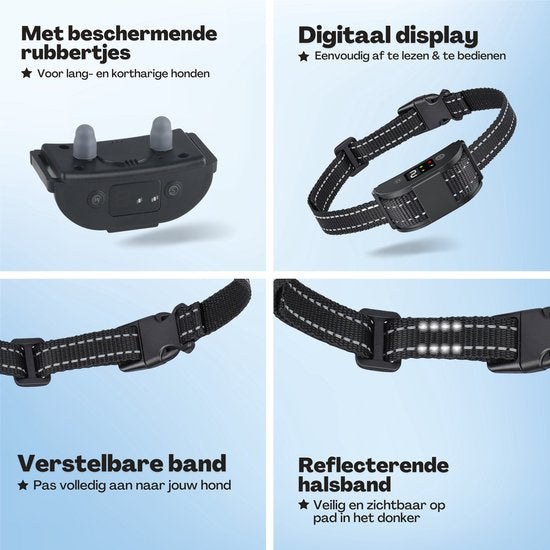 Collier Anti-aboiement Pro - Collier d'éducation sans choc - pour petits et grands chiens - étanche - rechargeable - vibration et audio - 2 colliers supplémentaires