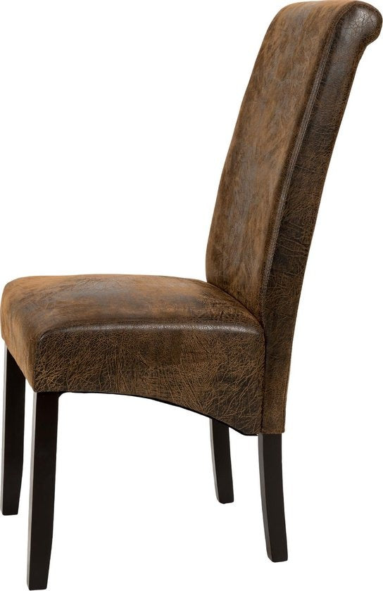 tectake® - Chaises de salle à manger - 2 pièces - aspect cuir de daim marron - 401596