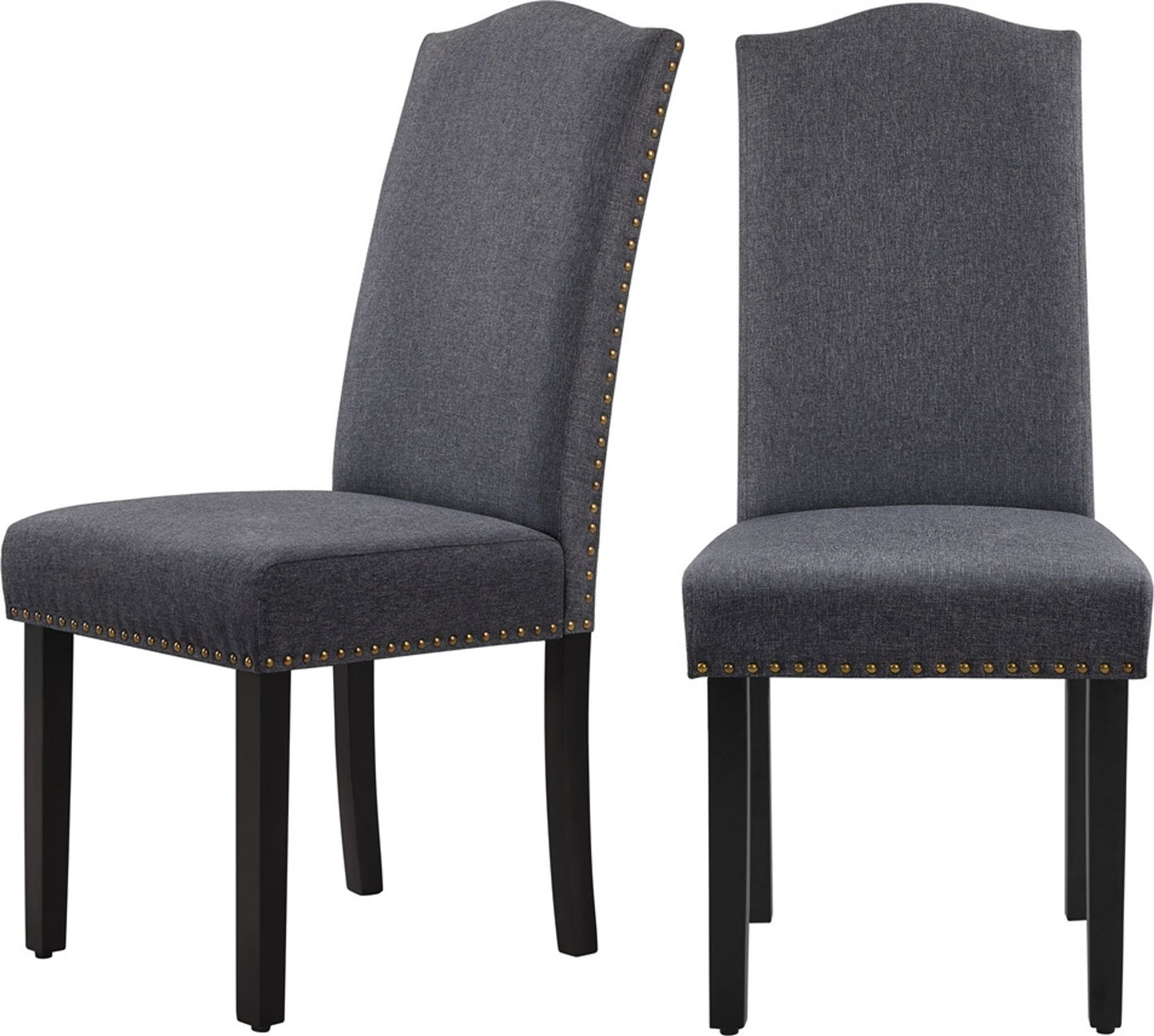Yaheetech, lot de 2 chaises de salle à manger - Chaise de cuisine à dossier haut - Pieds en bois massif - 45,5 x 62 x 103 cm - Gris foncé