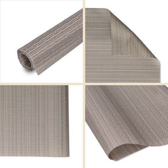 Sets de table Castagnola - Sets de table en plastique - Sous-verre - Sets de table en plastique et PVC - 6 pièces - 45 x 30 cm - Marron