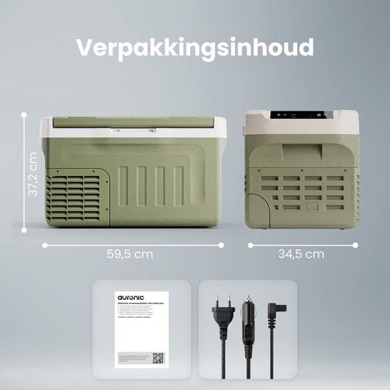 Auronic Electric Cool Box - Compresseur - 21L - 12V et 240 volts - Réfrigérateur de camping - Frigobox Car - Vert