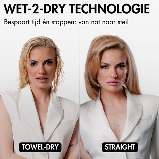 Sansbeauté® Sanstraight Straightener Wet-to-Dry with Travel Pouch - 2 in 1 - Hair Dryer & Straighteners - Coldshot - 80℃ to 140℃ - Hair Straigthener - Hair Straightener - Lisseur Cheveux - Alternative Steam Straightener