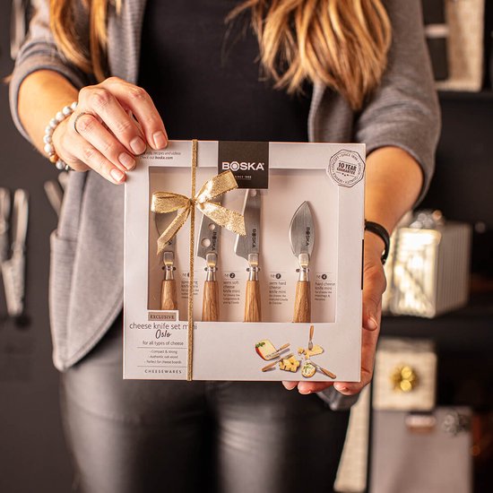 Boska Cheese Knife Set Mini Oslo - 4 pièces - Chêne et acier inoxydable - Pour tous types de fromages