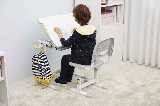 Bureau de dessin pour enfants avec chaise de bureau - réglable en hauteur de manière ergonomique - table d'écolier