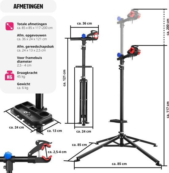tectake® - Support de réparation de vélo support de montage de vélo e-bike Philipp - 402899
