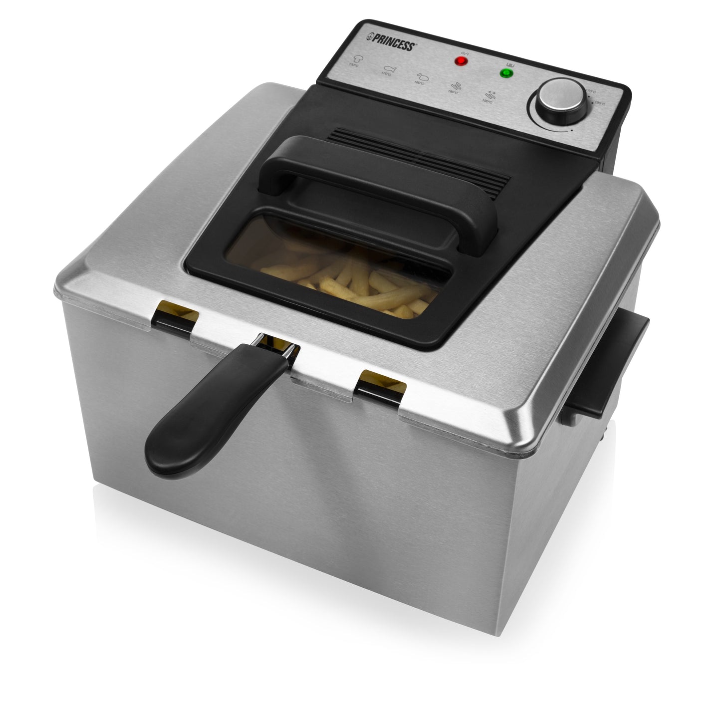 Friteuse Princess 185000 - 5 L - 3 270 W - 3 paniers à friture - Acier inoxydable/Noir