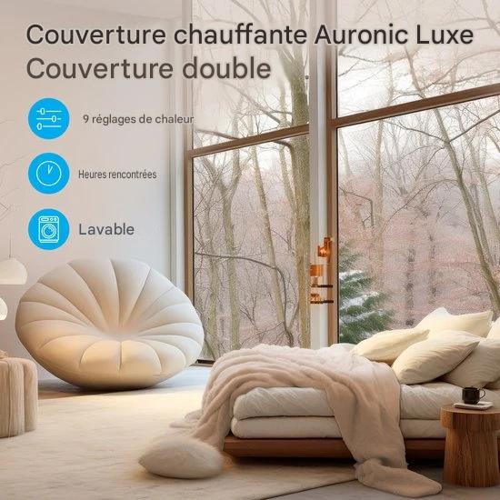 Couverture électrique Auronic - Couverture chauffante - 9 niveaux de chaleur - 2 personnes - 200x150 - Marron clair