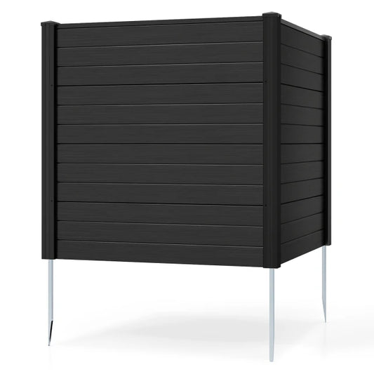 Coast Privacy Screen Black - Panneau de clôture extérieur en 2 parties avec poteaux métalliques au sol - 123 x 123 cm