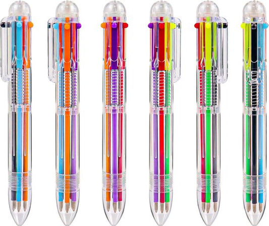 Partizzle 24x Stylos à bille multicolores - Stylos à bille pour l'école - Couleurs créatives - Stylos à bille Grabbelton - Cadeaux pour enfants - 6 couleurs