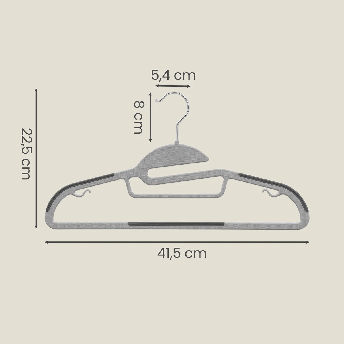 JOYFURNOS Cintres, lot de 50, gris - Forme en S pour un gain de place - Pivotants à 360° - 41,5 x 22,5 cm