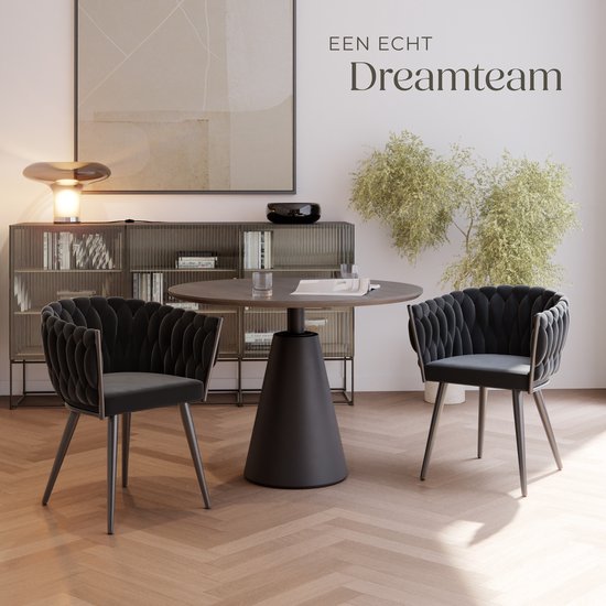 tectake® - Lot de 2 chaises de salle à manger en velours - Chaise baquet avec accoudoir en aspect bouton - Chaise de salle à manger - Chaise de salle à manger moderne pour salon et salle à manger - Chaise de cuisine - Chaise de coiffeuse - Chaise de chamb