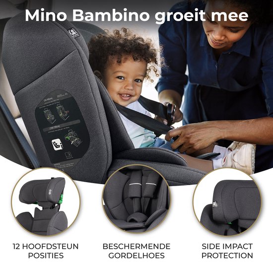 Siège auto Mino Bambino i-Size - Siège auto - Groupe 1/2/3 (76-150 cm) - Gris