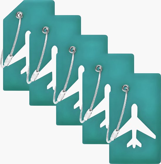 EverNeeds Etiquette de bagage - Silicone - Etiquette de bagage pour valises - Etiquettes de bagage - Menthe - 5 pièces