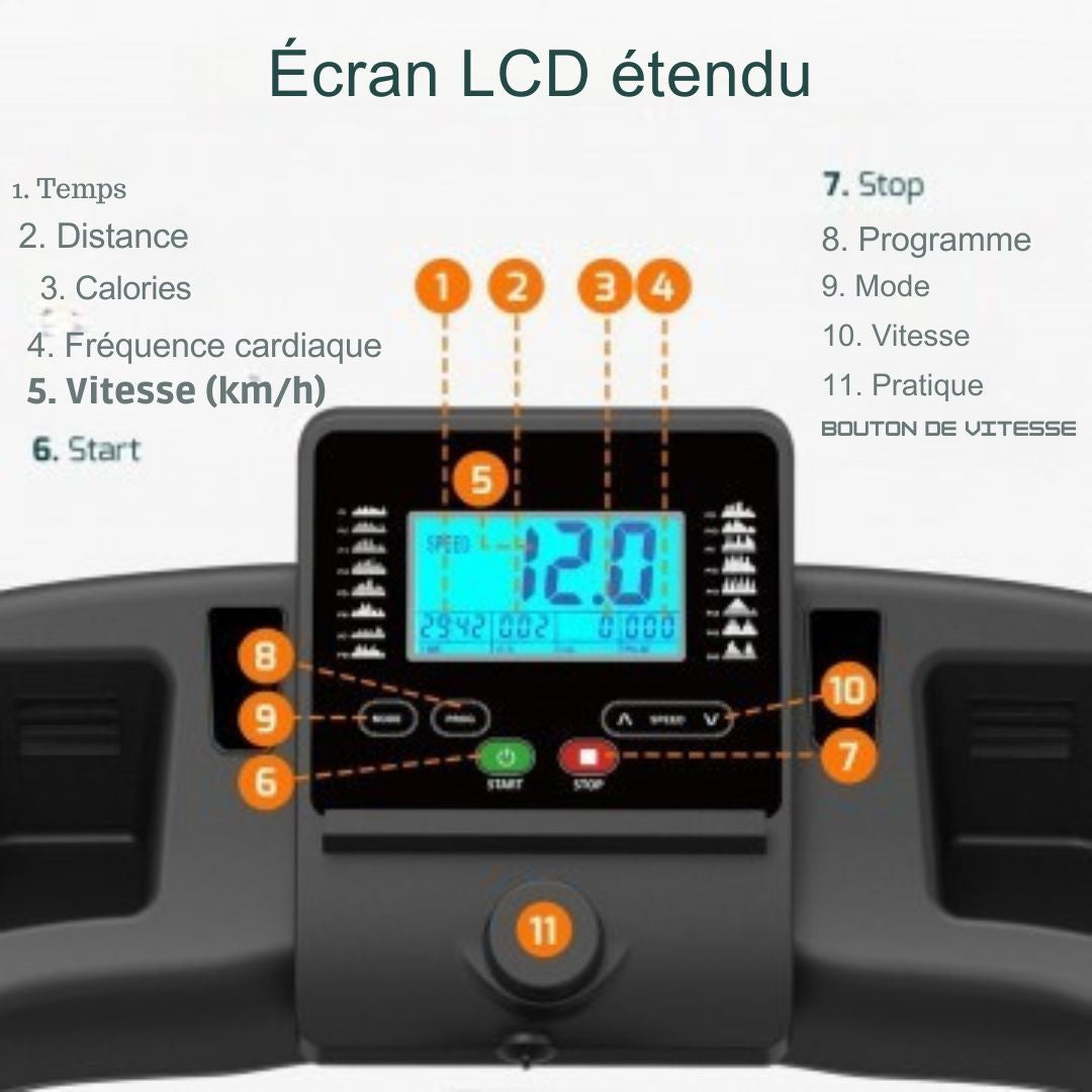 Tapis de course pour la maison Fitage - Fonction d'inclinaison - Bluetooth - 1-12 km/h - Pliable - 100 x 64 x 25 cm - Noir