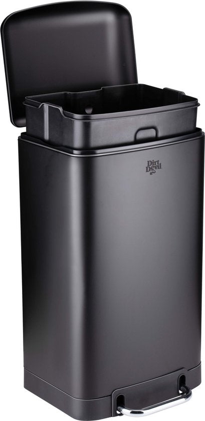 Dirt Devil Pedal bin 30 litres - Poubelle - acier inoxydable - Noir