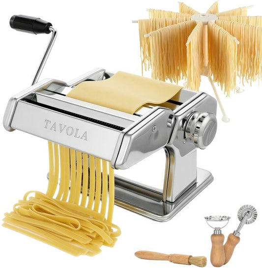 Tavola - Machine à pâtes + séchoir à pâtes - Machine à pâtes - Préparation de pâtes - Préparation de raviolis - Acier inoxydable - Cadeau de pendaison de crémaillère