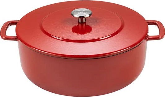 Casserole en fonte Combekk Ø 28 cm - 100 % recyclée - Sans PFAS - Compatible avec l'induction - 5,3 L - Rouge