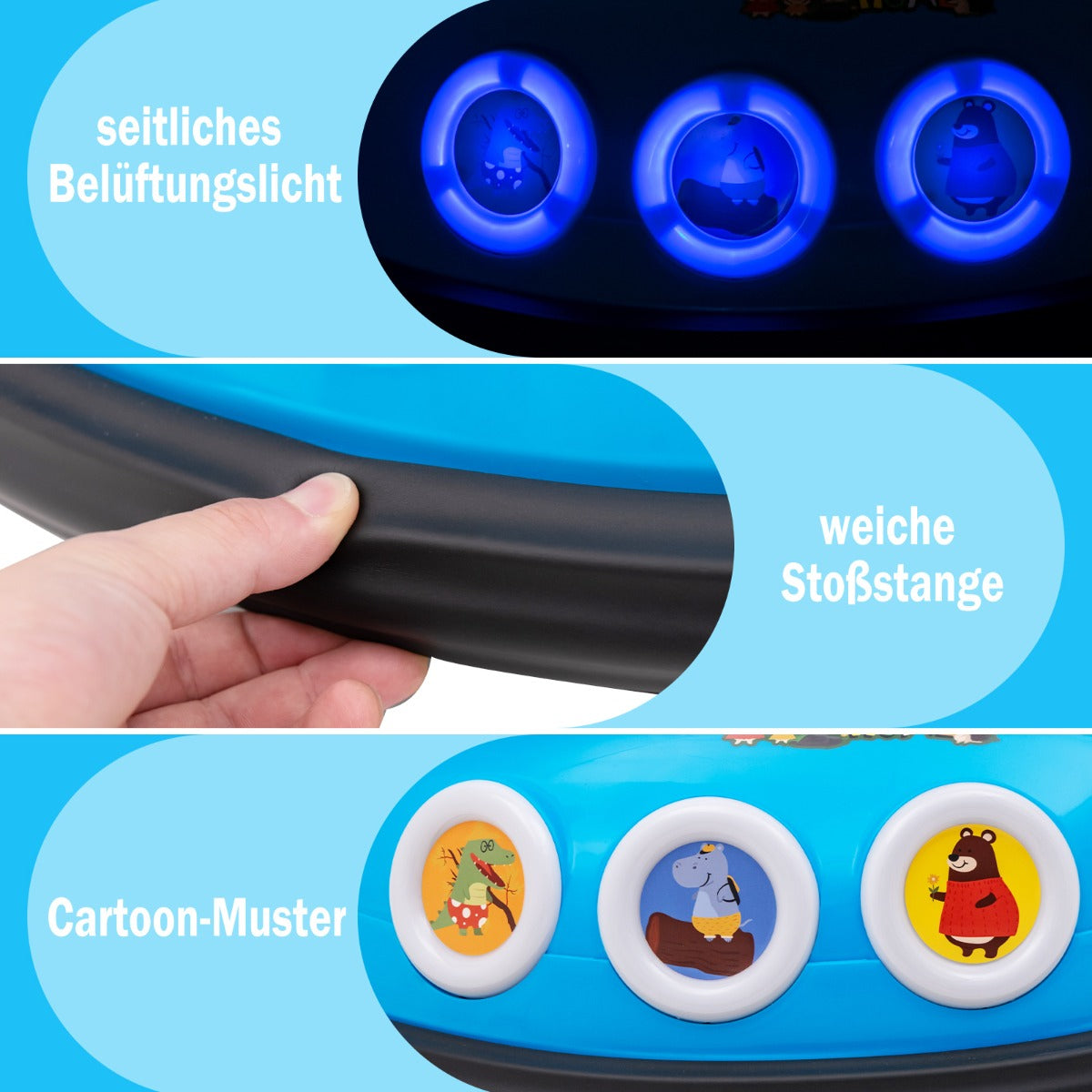 Coast Bumper Car - Rotation à 360 degrés - 12V - Musique et lumière incluses - 73x73x43cm - Bleu