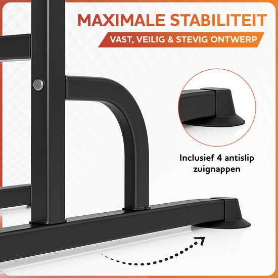 Fitby Pull Up Station - Station de musculation - Barre de traction - Station de dips - Barre de traction - Salle de sport à domicile - Fitness - Hauteur réglable - Noir