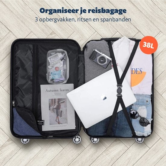 TRVLMORE Bagage à main Valise à roulettes - Serrure à chiffres - 54x36x20cm - 38L - Gris foncé