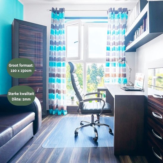 BRASQ Tapis de chaise de bureau CM200 - Transparent - 120x150 cm - PVC de haute qualité - Protection des sols durs