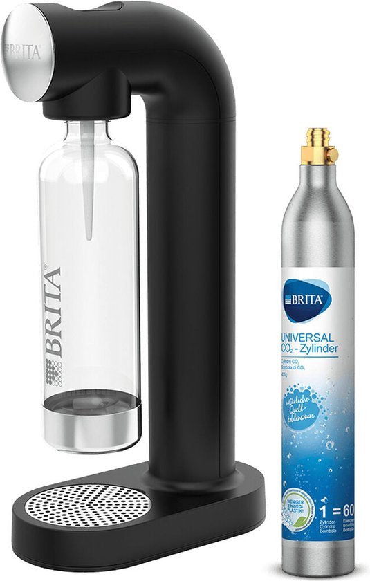Machine à eau gazeuse Brita SodaONE noire - avec 1 bouteille de CO₂ et 1 bouteille Soda