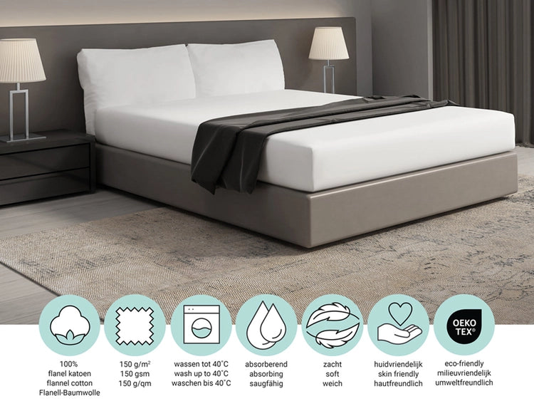 Drap-housse DoubleDry - Flanelle - 90 x 200 cm - Blanc