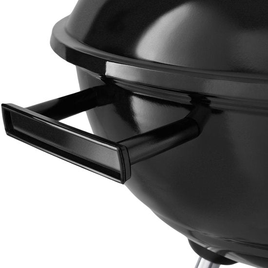 Barbecue au charbon de bois tectake® - Barbecue sphérique - Plaque de cuisson Ø 41,5 cm - Barbecue à 2 roues - Fumoir avec couvercle - Rond - Noir - Métal
