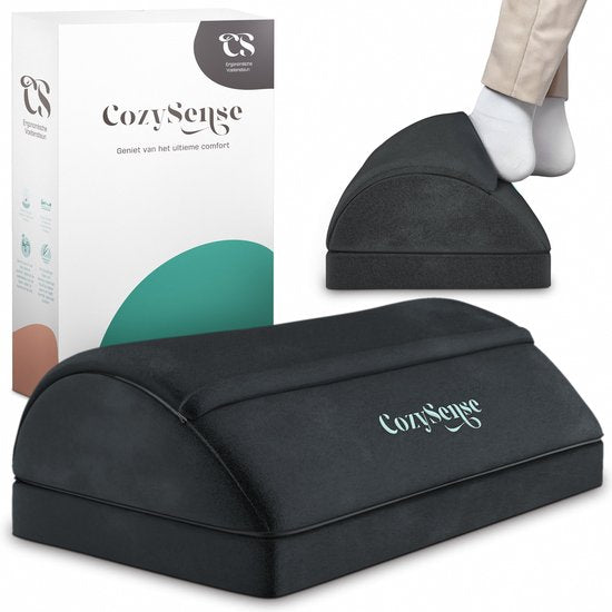 CozySense® Footrest Desk - Tabouret ergonomique à 2 hauteurs - Antidérapant et housse Sherpa lavable - Repose-pieds pour la maison et le bureau - Noir