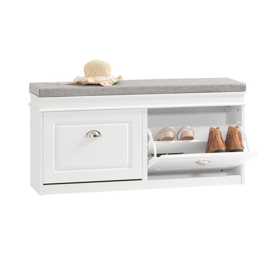 Armoire à chaussures - SoBuy - Meuble à compartiment - Support à chaussures - Banc pour s'asseoir - Blanc