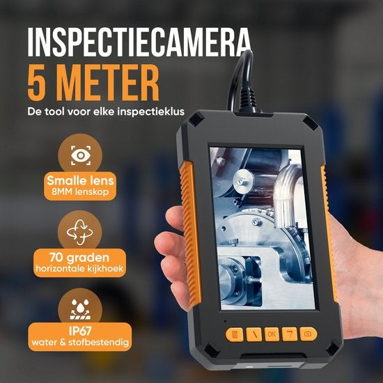 Strex Caméra d'inspection avec écran 5M - 1080P HD - écran LCD 4,3 pouces - étanchéité IP67 - éclairage LED - endoscope - caméra d'inspection - microSD 32gb inclus