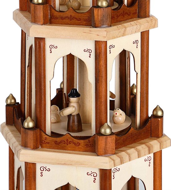 Spielwerk Pyramide de Noël XL - Peint à la main 60x17x20cm - Marron