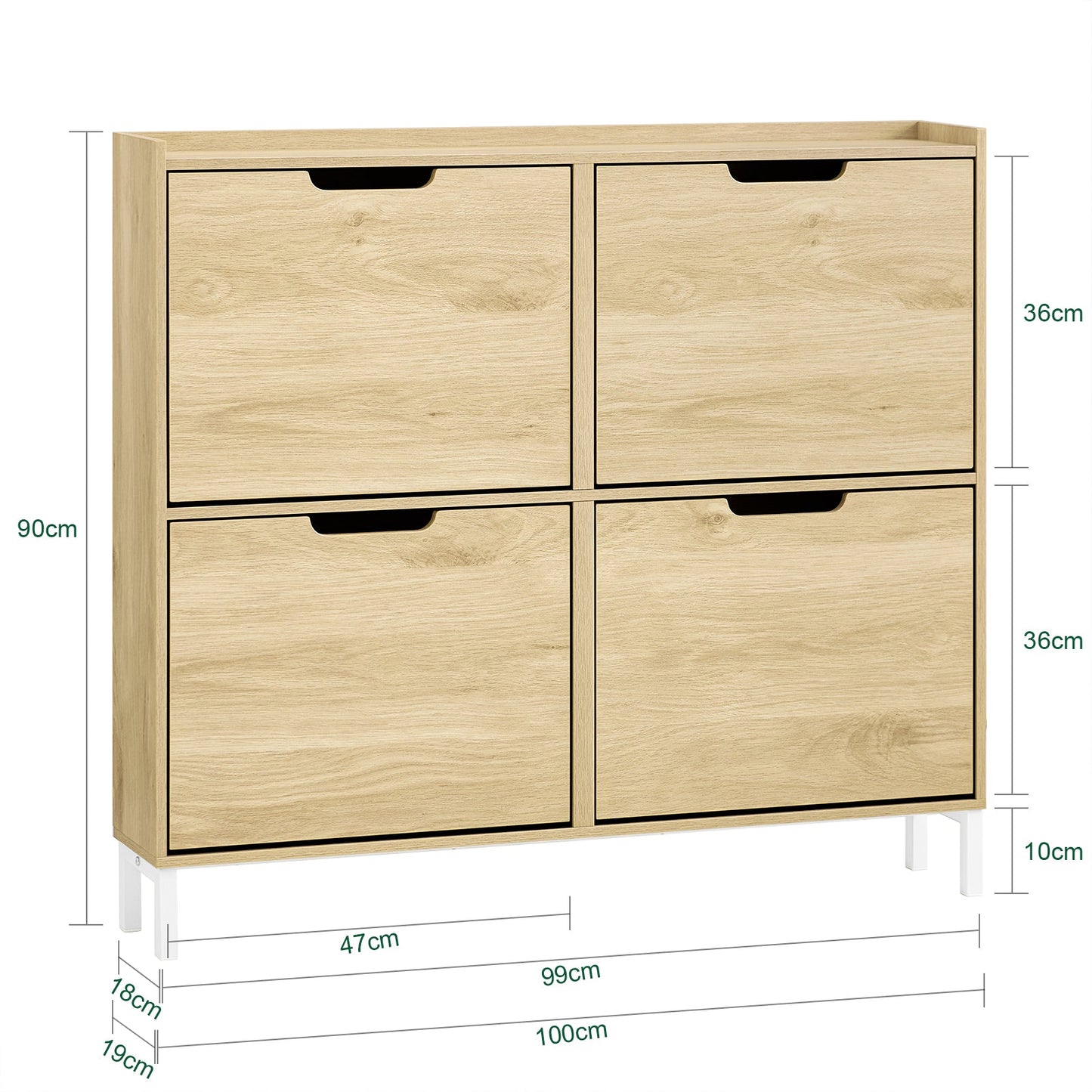 SoBuy Meuble à chaussures FSR100-N - 4 Tiroirs - 19 x 100 x 90 cm - MDF - Marron clair
