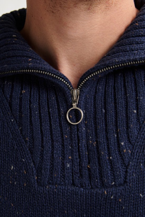 Petrol Industries - Pull en maille à demi-zip pour homme Denver - Bleu - Taille L