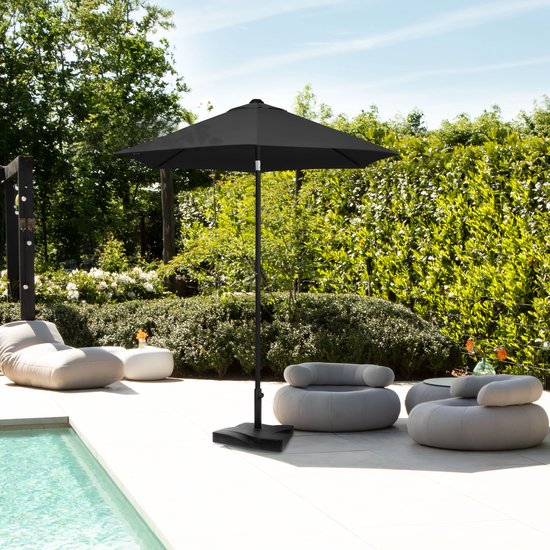 VONROC Premium Parasol Torbole - Ø200cm - Parasol à manche durable - Tissu résistant aux UV - Anthracite/Noir - Housse de protection incluse