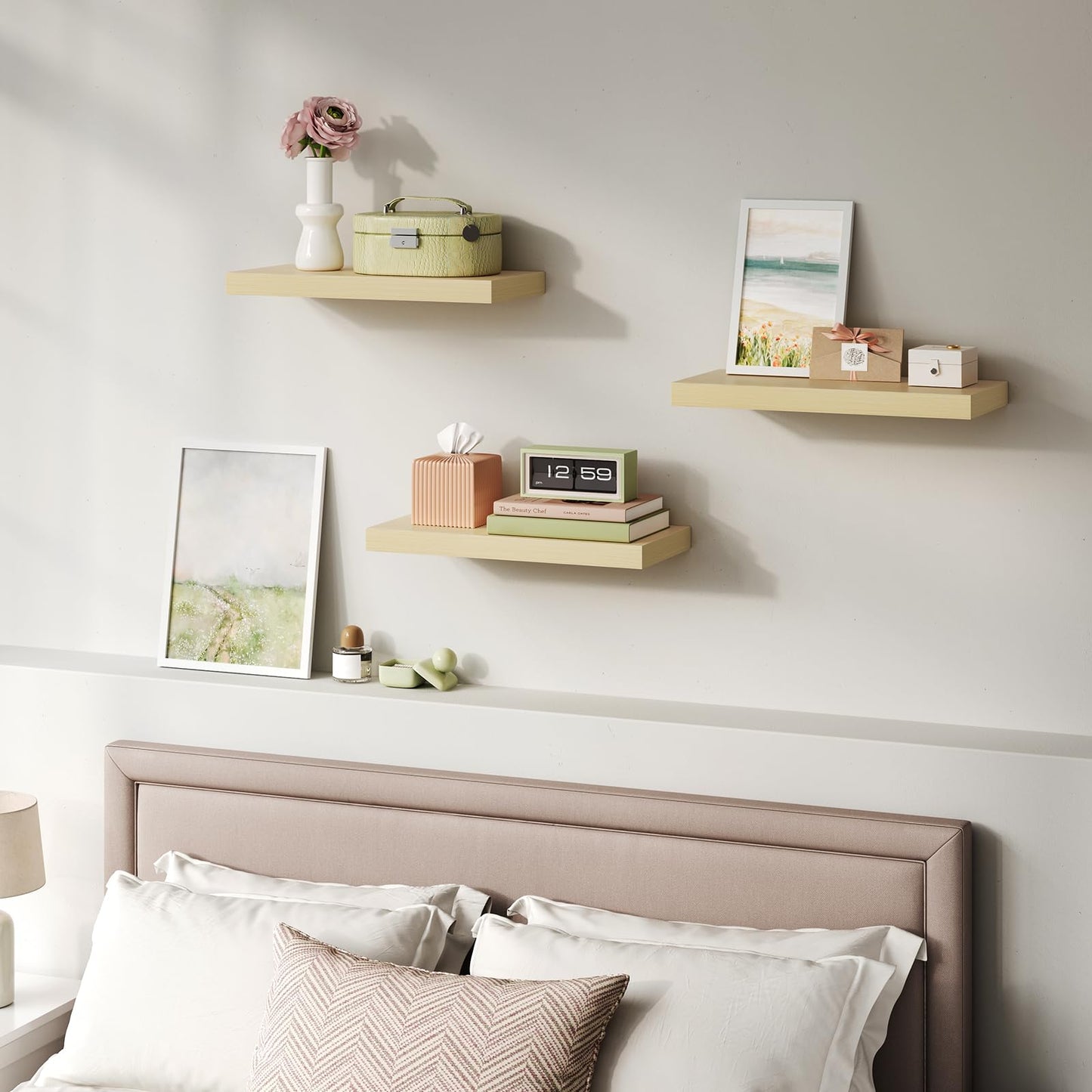 Étagère murale WOLTU RG9372kei - MDF plaqué PVC - chêne jaune - 40 x 22,9 x 3,8 cm